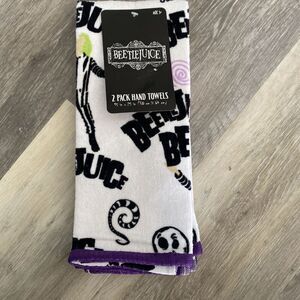 Beetlejuice Halloween White Hand Towels 2 Pack
